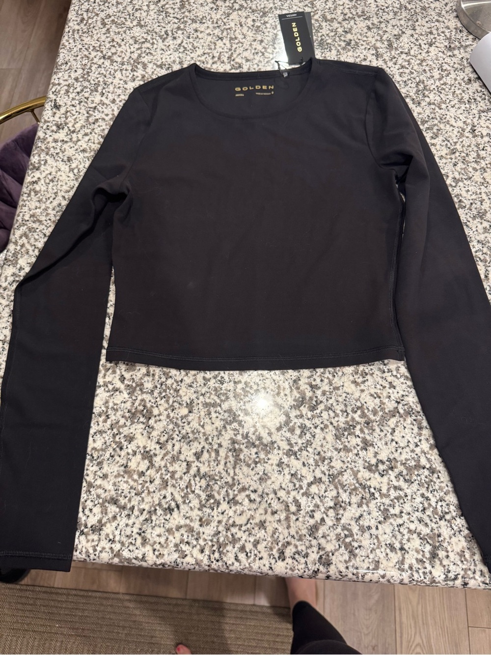 Aritzia Golden Black Long Sleeve Top